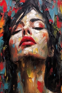 The Emotion in Colors: Expressive Abstract Painting of a Woman