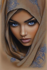 The Expressive Gaze: An Intriguing Portrait of a Woman in a Headscarf