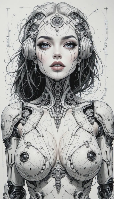 The Intersection of Beauty and Technology: A Futuristic Cyborg Portrait