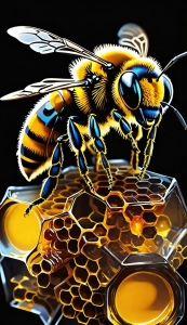 The Intricate World of Honeybees: A Close-Up of Honeycomb and Honey Production