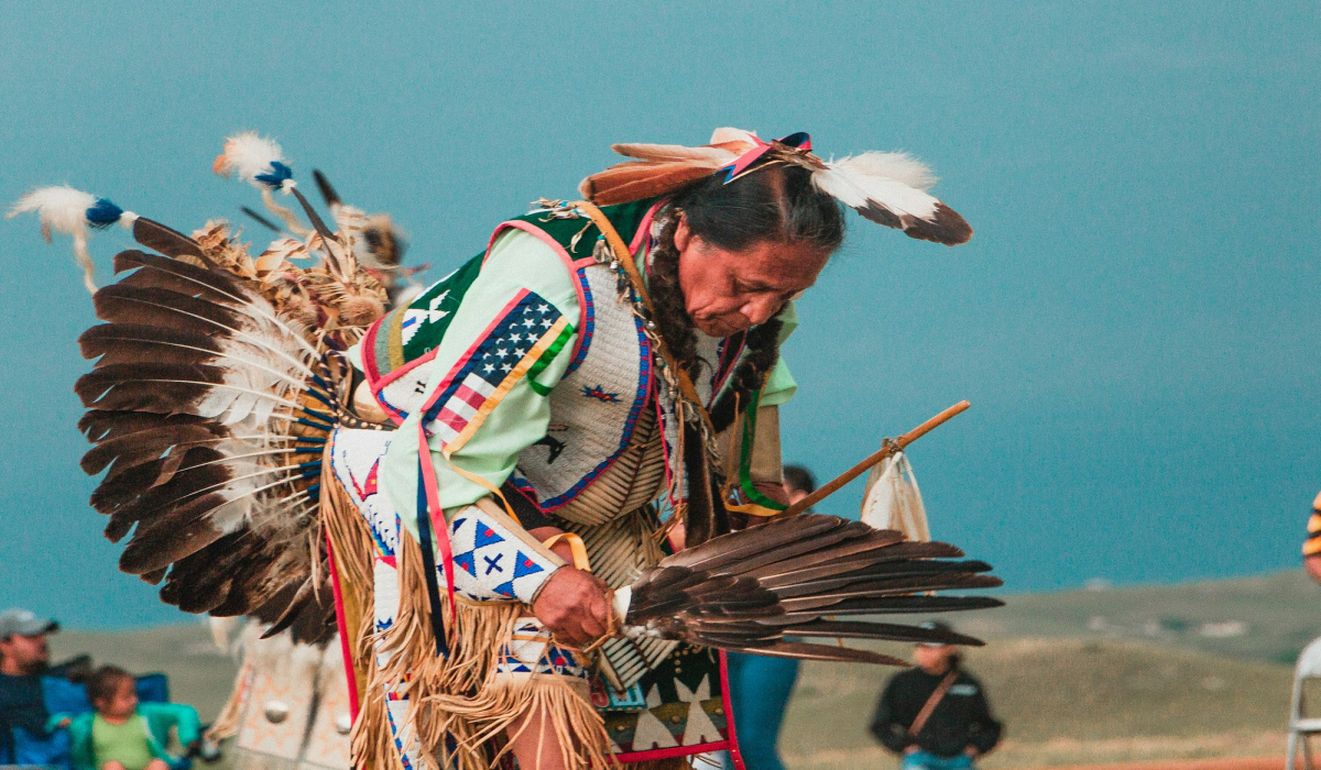 Traditional Dress of Lakota Native American Man at South Dakota Pow Wow