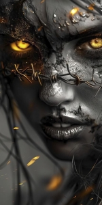 Unveiling the Mystery: Stylized Dark-Toned Face in Art