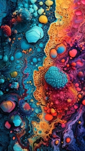 Vibrant Abstract Art: A Cosmic Dance of Colors and Shapes
