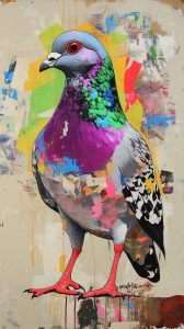 Vibrant Artistry: The Colorful Pigeon Painting