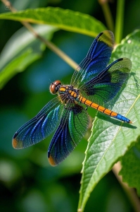 Vibrant Dragonfly: A Symphony of Colors Amidst Nature's Green