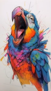 Vibrant Expressions: The Colorful Illustration of a Squawking Parrot