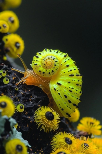 Vibrant Green Caterpillar Amidst Yellow Blooms: A Visual Feast