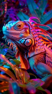 Vibrant Iguana: A Colorful Encounter in Lush Greenery