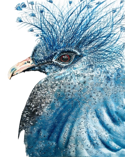 Vibrant Peacock: A Symphony of Blue Hues in Artistic Representation