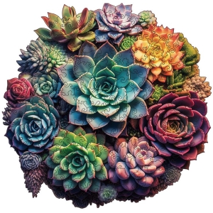 Vibrant Succulent Assembly: A Jigsaw Planet of Plant Diversity