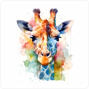 Vibrant Watercolor Illustration of a Giraffe: A Colorful Artistic Expression