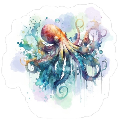 Vibrant Watercolor Octopus: A Blend of Art and Marine Life