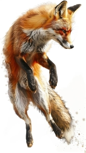 Vivid Display of a Leaping Fox in the Wild