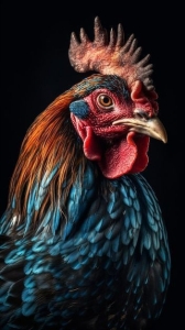 Vivid Plumage: A Close Encounter with a Rooster