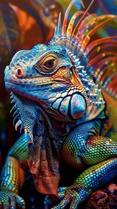 Vividly-Colored Frilled Lizard in Its Natural Habitat