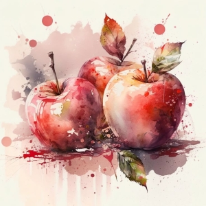 Watercolor Mastery: A Vibrant Depiction of Apples