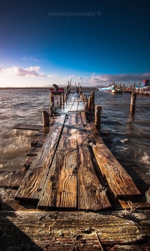 Weathered Dock at Dawn: A Serene Waterfront Scene
